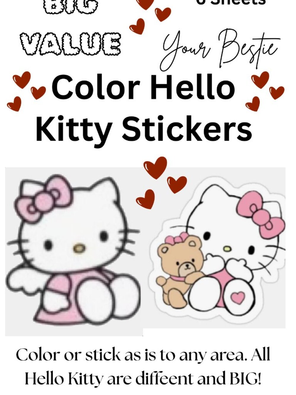 Hello Kitty Color-Your-Own Sticker Set - Your Bestie Series, Vol 1.